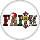 20MM Faith Flower Cross pattern Print glass snap button charms
