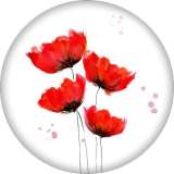 20MM Red Flower Print glass snap button charms