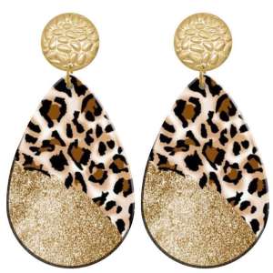 20 styles Flower sunflower Leopard pattern  Acrylic Painted stainless steel Water drop earrings