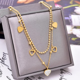 Stainless steel double layer love necklace