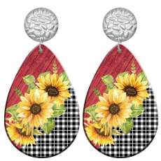 20 styles Flower sunflower pattern  Acrylic Painted stainless steel Water drop earrings