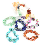 Natural Colorful Crystal Irregular Crushed Stone Double Layer Woven Cross Elastic Bracelet