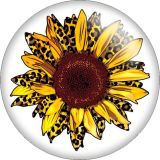 20MM Pretty Colorful sunflower Print glass snap button charms