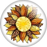 20MM Pretty Colorful sunflower Print glass snap button charms