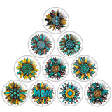 20MM Pretty sunflower Colorful Flower Print glass snap button charms