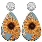 20 styles girl sunflower pattern  Acrylic Painted stainless steel Water drop earrings