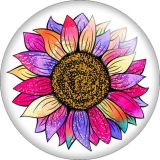 20MM Pretty Colorful sunflower  Print glass snap button charms