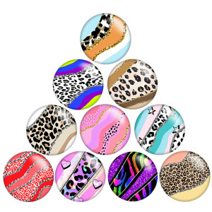 20MM love color  Leopard  pattern Print glass snap button charms