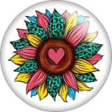 20MM Pretty sunflower  Flower Print glass snap button charms