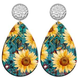 20 styles Pretty Flower pattern  Acrylic Painted stainless steel Water drop earrings