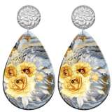 20 styles Pretty Flower pattern  Acrylic Painted stainless steel Water drop earrings