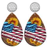 20 styles Cross USA Flag  Flower pattern Acrylic Painted stainless steel Water drop earrings