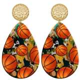 20 styles Sports Volleyball Baseball Basketball  Acrylic Painted stainless steel Water drop earrings