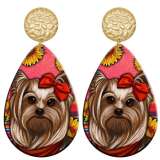 20 styles Cartoon pet dog pattern Acrylic Painted stainless steel Water drop earrings