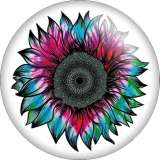 20MM Pretty Colorful sunflower Print glass snap button charms