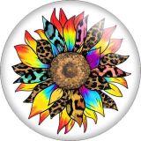 20MM Pretty Colorful sunflower Print glass snap button charms