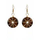 Handmade gold thread woven crystal original stone earrings