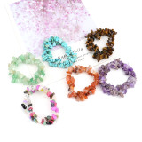 Natural Colorful Crystal Irregular Crushed Stone Double Layer Woven Cross Elastic Bracelet