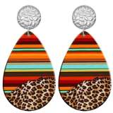 20 styles national style Leopard pattern pattern  Acrylic Painted stainless steel Water drop earrings