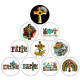 20MM Faith Flower Cross pattern Print glass snap button charms