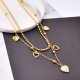 Stainless steel double layer love necklace