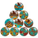 20MM Vintage turquoise sunflower pattern Print glass snap button charms