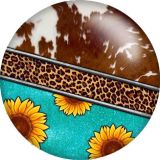 20MM Vintage turquoise sunflower pattern Print glass snap button charms