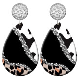 20 styles Leopard pattern  Acrylic Painted stainless steel Water drop earrings