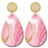 20 styles Pink Artistic pattern  Acrylic Painted stainless steel Water drop earrings
