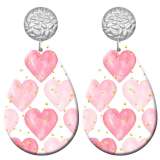 20 styles Pink love Wave point  pattern  Acrylic Painted stainless steel Water drop earrings