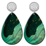 20 styles Green  Artistic pattern  Acrylic Painted stainless steel Water drop earrings