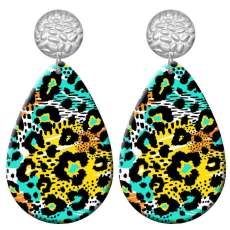 20 styles Leopard Print  pattern  Acrylic Painted stainless steel Water drop earrings