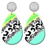 20 styles Leopard pattern  Acrylic Painted stainless steel Water drop earrings