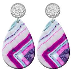 20 styles Colorful  Artistic pattern  Acrylic Painted stainless steel Water drop earrings