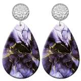 20 styles Colorful  Artistic pattern  Acrylic Painted stainless steel Water drop earrings