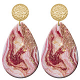 20 styles Pink Artistic pattern  Acrylic Painted stainless steel Water drop earrings