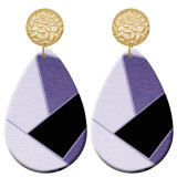 20 styles Purple Geometry Artistic pattern  Acrylic Painted stainless steel Water drop earrings