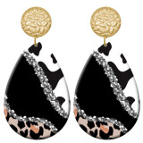 20 styles Leopard pattern  Acrylic Painted stainless steel Water drop earrings