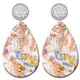 20 styles Colorful  Artistic pattern  Acrylic Painted stainless steel Water drop earrings