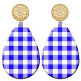 20 styles Colorful Checkered  pattern  Acrylic Painted stainless steel Water drop earrings