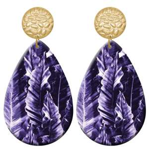 20 styles Purple Geometry Artistic pattern  Acrylic Painted stainless steel Water drop earrings