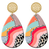 20 styles Leopard pattern  Acrylic Painted stainless steel Water drop earrings