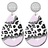 20 styles Leopard pattern  Acrylic Painted stainless steel Water drop earrings
