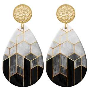 20 styles Geometry pattern  Acrylic Painted stainless steel Water drop earrings