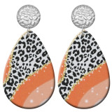 20 styles Leopard pattern  Acrylic Painted stainless steel Water drop earrings