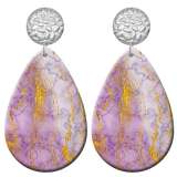 20 styles Colorful  Artistic pattern  Acrylic Painted stainless steel Water drop earrings