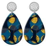 20 styles Blue Geometry pattern  Acrylic Painted stainless steel Water drop earrings