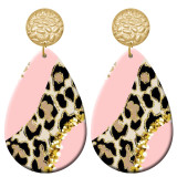 20 styles Leopard pattern  Acrylic Painted stainless steel Water drop earrings