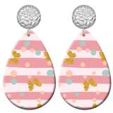 20 styles Pink love Wave point  pattern  Acrylic Painted stainless steel Water drop earrings
