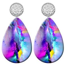 20 styles Colorful  Artistic pattern  Acrylic Painted stainless steel Water drop earrings